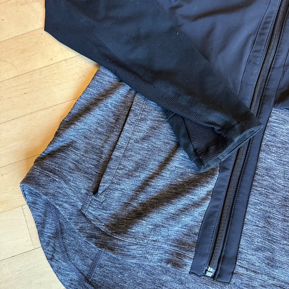 Athleta Black weathered knit with nylon overlay jacket, M - Picture 3 of 7
